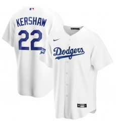 Men Los Angeles Dodgers 22 Clayton Kershaw White Nike 2020 World Series Champions Cool Base Jersey
