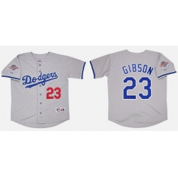 Men Los Angeles Dodgers 23 Kirk Gibson Gray 1988 World Series Stitched Baseball Jersey