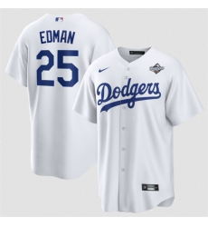 Men Los Angeles Dodgers 25 Tommy Edman White 2025 World Series Home Cool Base Stitched Baseball Jersey