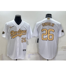 Men Los Angeles Dodgers 26 Tony Gonsolin 2022 All Star White Cool Base Stitched Baseball Jersey