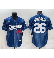 Men Los Angeles Dodgers 26 Tony Gonsolin Navy Cool Base Stitched Baseball Jersey