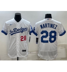 Men Los Angeles Dodgers 28 J D  Martinez White City Connect Flex Base Stitched Baseball Jersey
