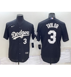 Men Los Angeles Dodgers 3 Chris Taylor Black Cool Base Stitched Baseball Jerseyys 