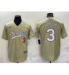 Men Los Angeles Dodgers 3 Chris Taylor Cream Cool Base Stitched Jersey