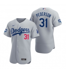 Men Los Angeles Dodgers 31 Joc Pederson Gray 2020 World Series Champions Flex Base Jersey