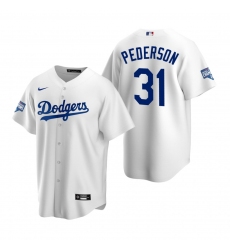 Men Los Angeles Dodgers 31 Joc Pederson White 2020 World Series Champions Replica Jersey