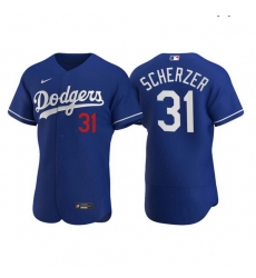 Men Los Angeles Dodgers 31 Max Scherzer Men Nike Royal Alternate 2020 Authentic Player MLB Jersey