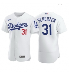 Men Los Angeles Dodgers 31 Max Scherzer Men Nike White Home 2020 World Series Champions Authentic Player MLB Jersey