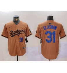 Men Los Angeles Dodgers 31 Tyler Glasnow Brown Cool Base Stitched Baseball Jersey 7