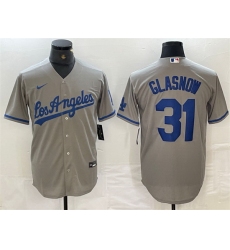 Men Los Angeles Dodgers 31 Tyler Glasnow Grey Cool Base Stitched Baseball Jersey