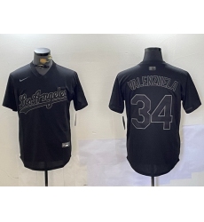 Men Los Angeles Dodgers 34 Black Cool Base Stitched Baseball Jersey