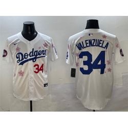 Men Los Angeles Dodgers 34 Fernando Valenzuela White 2025 Tokyo Series Limited Stitched Baseball Jersey