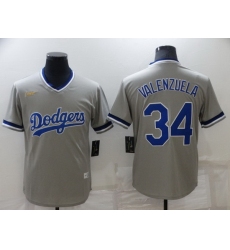 Men Los Angeles Dodgers 34 Toro Valenzuela Grey Stitched Baseball jersey