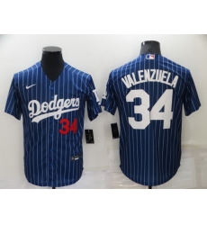 Men Los Angeles Dodgers 34 Toro Valenzuela Navy Cool Base Stitched jersey