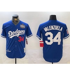 Men Los Angeles Dodgers 34 Toro Valenzuela Royal 2024 World Series 1981 Cooperstown Stitched Baseball Jersey