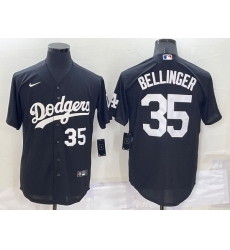Men Los Angeles Dodgers 35 Cody Bellinger Black Cool Base Stitched Jerseyy