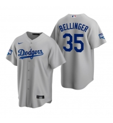 Men Los Angeles Dodgers 35 Cody Bellinger Gray 2020 World Series Champions Replica Jersey