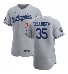 Men Los Angeles Dodgers 35 Cody Bellinger Men Nike Gray Road 2020 World Series Bound Flex Base Team MLB Jersey