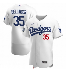 Men Los Angeles Dodgers 35 Cody Bellinger Men Nike White Home 2020 World Series Bound Flex Base Player MLB Jersey