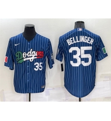 Men Los Angeles Dodgers 35 Cody Bellinger Navy Mexico World Series Cool Base Stitched Baseball Jersey