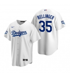 Men Los Angeles Dodgers 35 Cody Bellinger White 2020 World Series Champions Replica Jersey