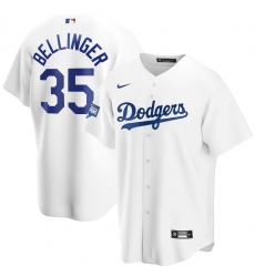 Men Los Angeles Dodgers 35 Cody Bellinger White Nike 2020 World Series Champions Cool Base Jersey