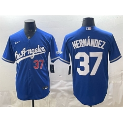 Men Los Angeles Dodgers  37 Teoscar Hernandez Royal Alternate Stadium Stitched Baseball Jersey