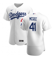 Men Los Angeles Dodgers 41 Jake McGee Men Nike White Home 2020 Flex Base Player MLB Jersey