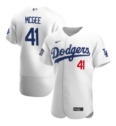Men Los Angeles Dodgers 41 Jake McGee Men Nike White Home 2020 World Series Bound Flex Base Player MLB Jersey