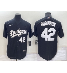 Men Los Angeles Dodgers 42 Jackie Robinson Black Cool Base Stitched Jersey