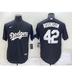 Men Los Angeles Dodgers 42 Jackie Robinson Black Cool Base Stitched Jerseyy