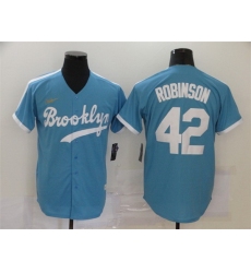 Men Los Angeles Dodgers 42 Jackie Robinson Light Blue Throwback Cool Base Stitched Baseball Jersey