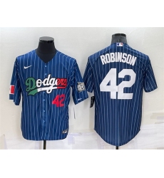 Men Los Angeles Dodgers 42 Jackie Robinson Navy Mexico World Series Cool Base Stitched Baseball Jersey