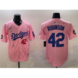 Men Los Angeles Dodgers 42 Jackie Robinson Pink 2025 Tokyo Series Limited Stitched Baseball Jersey