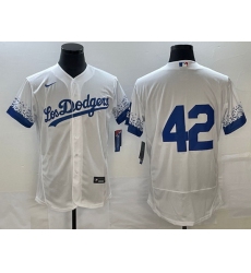 Men Los Angeles Dodgers 42 Jackie Robinson White City Connect Flex Base Stitched Baseball Jersey