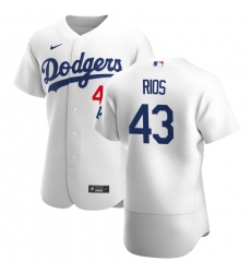 Men Los Angeles Dodgers 43 Edwin Rios Men Nike White Home 2020 Flex Base Player MLB Jersey