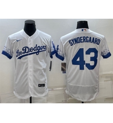 Men Los Angeles Dodgers 43 Noah Syndergaard White City Connect Flex Base Stitched Baseball Jersey