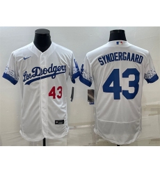 Men Los Angeles Dodgers 43 Noah Syndergaard White City Connect Flex Base Stitched Baseball JerseyS