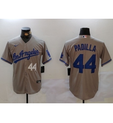 Men Los Angeles Dodgers 44 Vicente Padilla Grey Cool Base Stitched Baseball Jersey 9