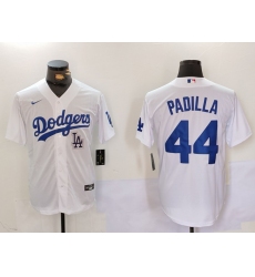 Men Los Angeles Dodgers 44 Vicente Padilla White Cool Base Stitched Baseball Jersey 5