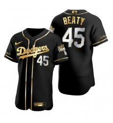 Men Los Angeles Dodgers 45 Matt Beaty Black 2020 World Series Champions Golden Limited Jersey