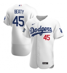 Men Los Angeles Dodgers 45 Matt Beaty Men Nike White Home 2020 World Series Bound Flex Base Player MLB Jersey