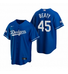 Men Los Angeles Dodgers 45 Matt Beaty Royal 2020 World Series Champions Replica Jersey