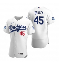 Men Los Angeles Dodgers 45 Matt Beaty White 2020 World Series Champions Flex Base Jersey