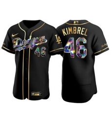 Men Los Angeles Dodgers 46 Craig Kimbrel Black Gold Flex Base Stitched jersey