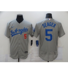 Men Los Angeles Dodgers 5 Corey Seager Gray 2020 Nike Flexbase Jersey