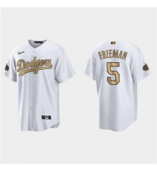 Men Los Angeles Dodgers 5 Freddie Freeman 2022 All Star White Cool Base Stitched Baseball Jersey