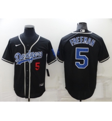 Men Los Angeles Dodgers 5 Freddie Freeman Black Cool Base Stitched Baseball Jerse