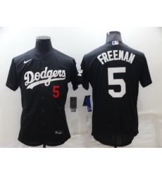 Men Los Angeles Dodgers 5 Freddie Freeman Black Flex Base Stitched jersey