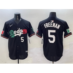 Men Los Angeles Dodgers 5 Freddie Freeman Black Mexico Flag Limited Stitched Baseball Jersey